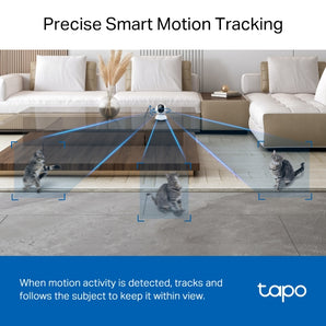 Tapo C220 2K(4MP) Caméra Surveillance WiFi Intérieure 360° C220, Vision nocturne, Notifications en temps réel, Détection de personne, Suivi de mouvement, Télécommande, Compatible avec Alexa